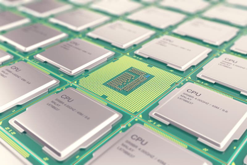 Modern central computer processors CPU industry concept close-up view with depth of field effect. Modern central computer processors CPU industry concept close-up view with depth of field effect.