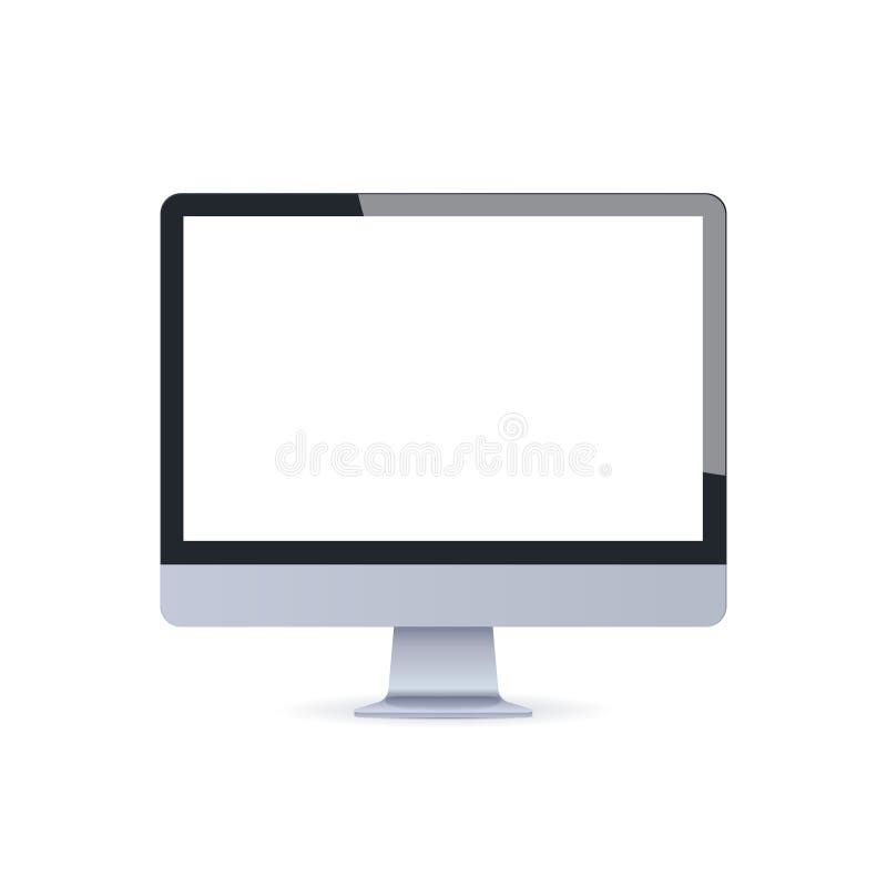 Modern desktop monitor mockup blank empty screen computer display digital technology concept white background vector illustration. Modern desktop monitor mockup blank empty screen computer display digital technology concept white background vector illustration