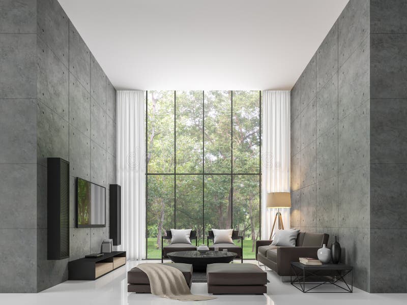 Nowożytnego loft pokoju 3d renderingu żywy wizerunek ilustracja wektor