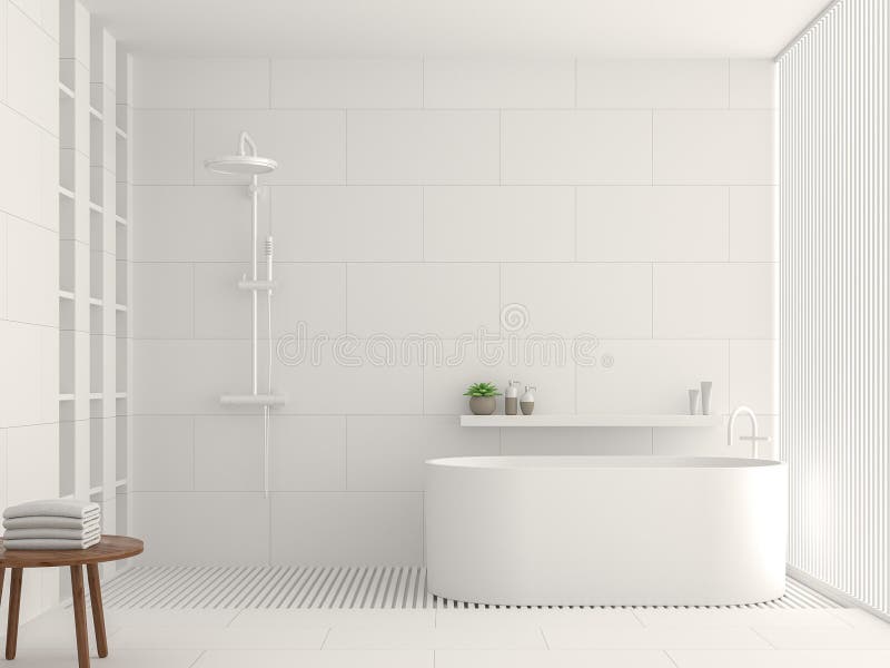 Nowożytnej białej łazienki 3d renderingu wewnętrzny wizerunek ilustracja wektor