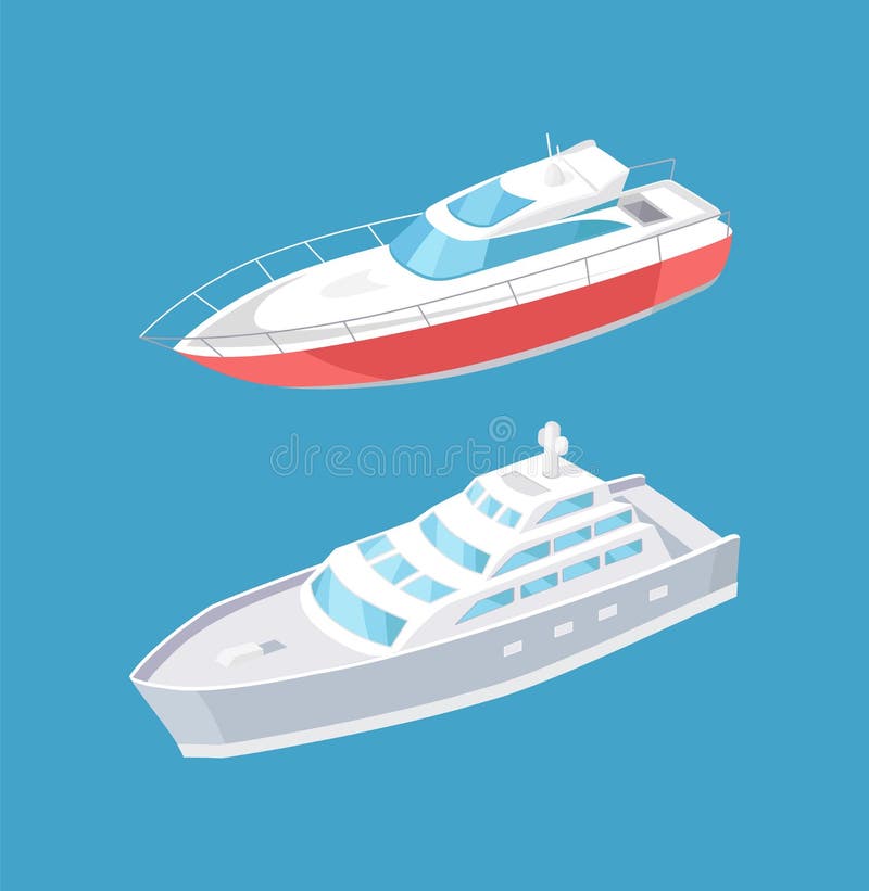 Nowożytni jachty Żegluje w Głębokim błękitne wody Steamship ilustracji Nowożytni jachty Żegluje w Głębokim błękitne wody Steamship ilustracji
