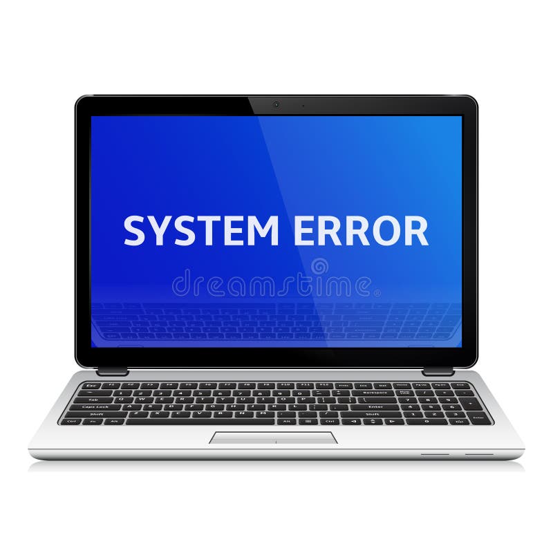 Nowożytny laptop z systemu błędu wiadomością na błękitnym ekranie royalty ilustracja