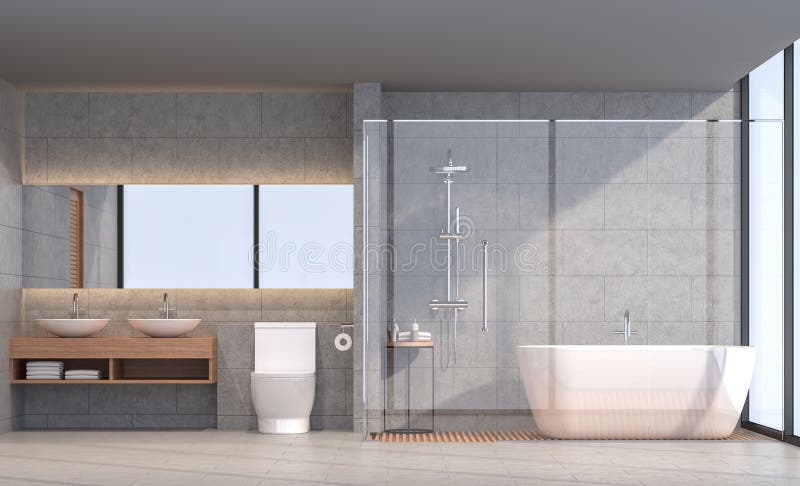 Nowożytny loft łazienki 3d renderingu wizerunek ilustracji