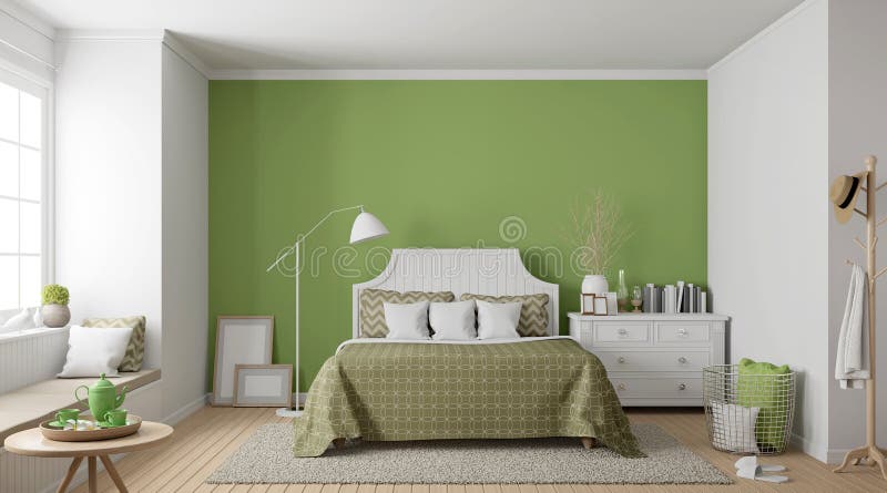 Nowożytny rocznik sypialni 3d renderingu wizerunek ilustracji