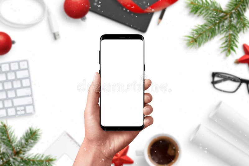Nowożytny telefonu mockup ręki mienia telefon mądrze fotografia stock Nowożytny telefonu mockup ręki mienia telefon mądrze fotografia stock