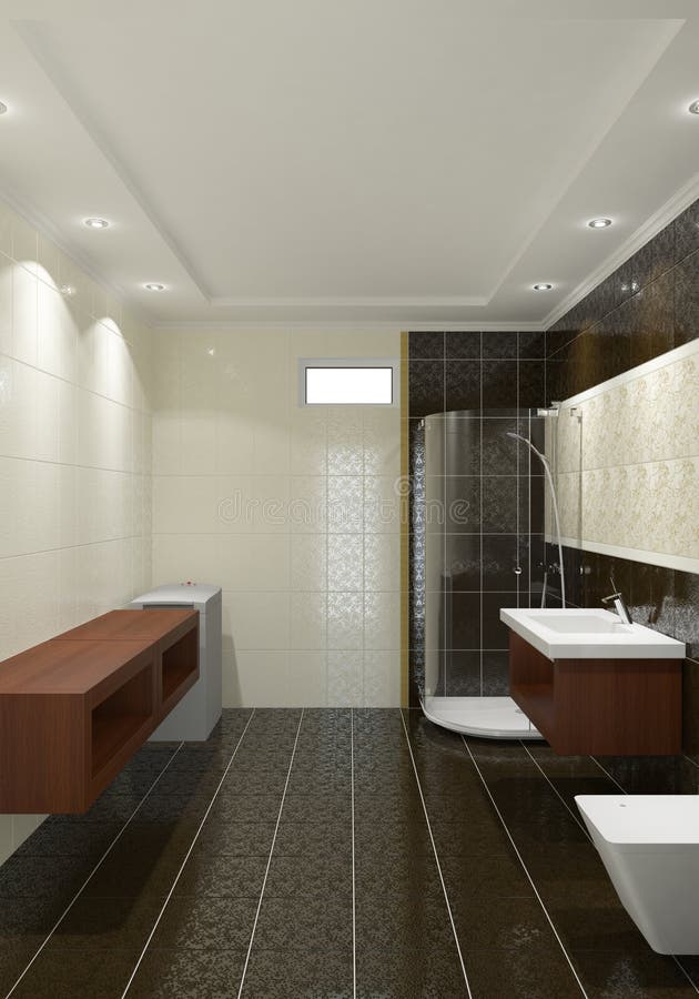 3D render modern interior of bathroom. 3D render modern interior of bathroom
