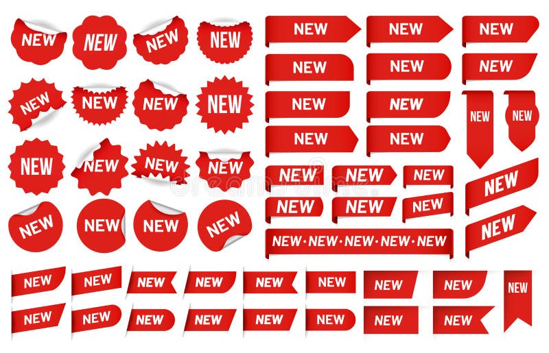 Nowy etykietka majcher Nowa kąt etykietka, sprzedaż sztandaru odznaki majchery i nowy etykietka wektoru set ilustracja wektor