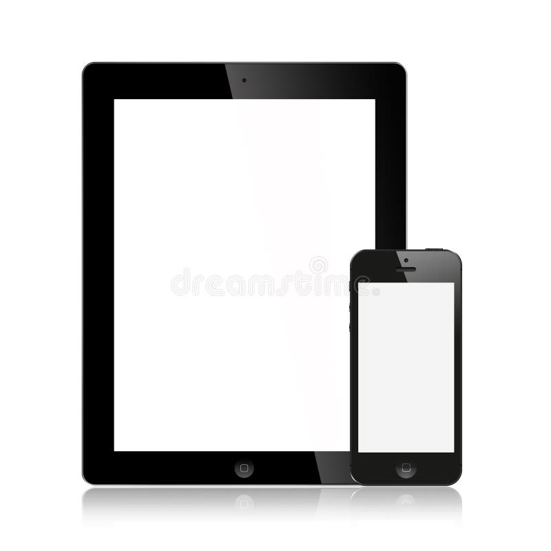 Nowy Ipad (Ipad i Odizolowywający iPhone czerń 3) 5 ilustracja wektor Nowy Ipad (Ipad i Odizolowywający iPhone czerń 3) 5 ilustracja wektor