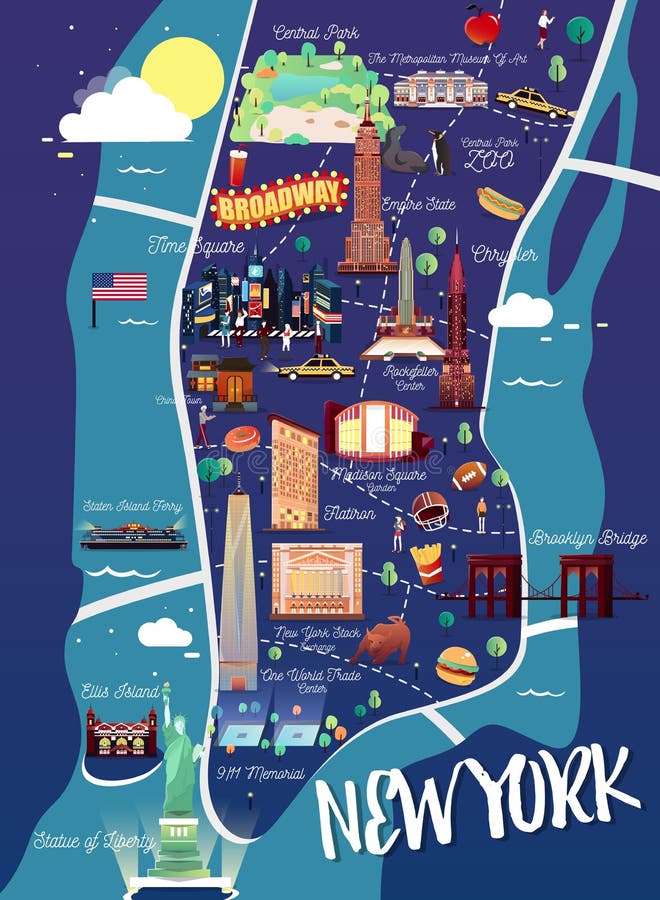 Nowy Jork Manhattan Ilustracyjna mapa ilustracja wektor Nowy Jork Manhattan Ilustracyjna mapa ilustracja wektor
