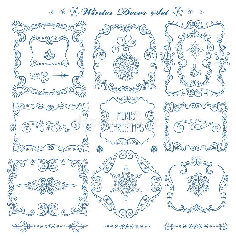Noël, cadres de nouvelle année, ensemble de décor de frontières illustration stock Noël, cadres de nouvelle année, ensemble de décor de frontières illustration stock