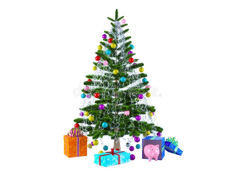 Noël a décoré l'arbre de cadeaux images libres de droits Noël a décoré l'arbre de cadeaux images libres de droits