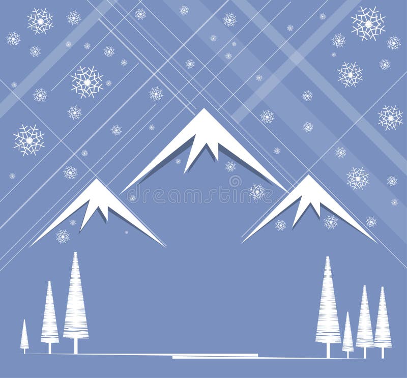 Noël et an neuf heureux avec la montagne et le ciel illustration stock