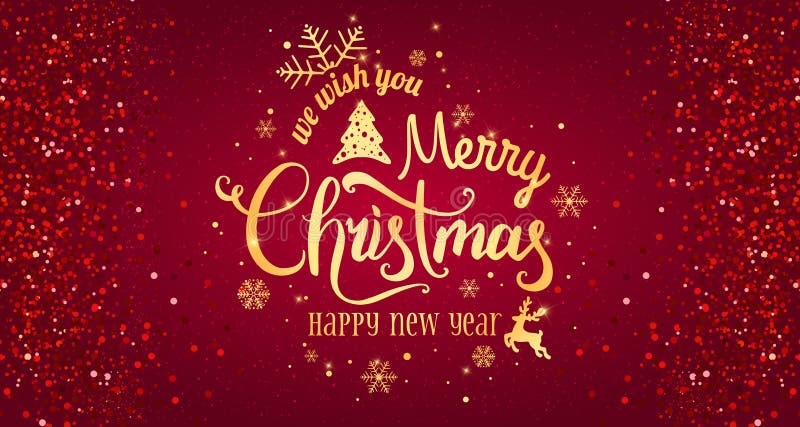 Noël et nouvelle année typographiques sur le fond rouge avec le feu d'artifice d'or illustration de vecteur Noël et nouvelle année typographiques sur le fond rouge avec le feu d'artifice d'or illustration de vecteur