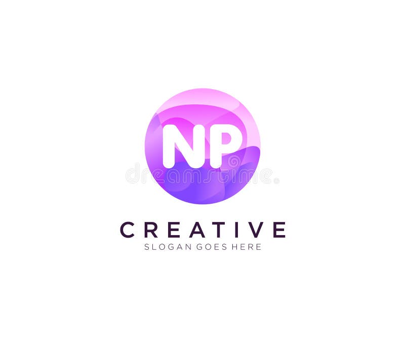 NP initial logo With Colorful Circle template vector vector illustration