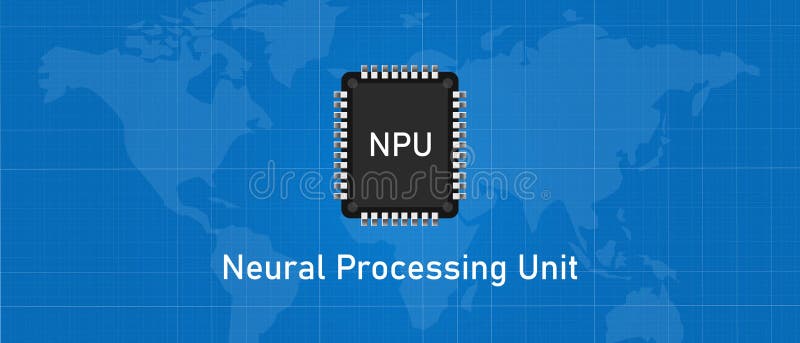 NPU Neural Processing Unit processor AI artificial intelligence microprocessor chip chipset stock illustration