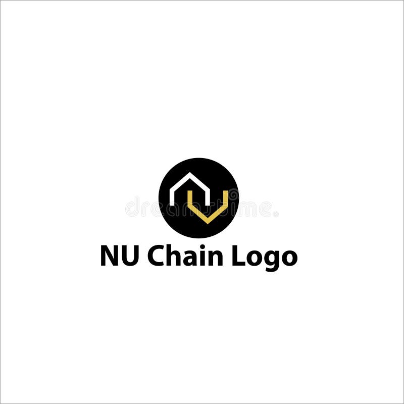 NU letter logo with chain connect symbolic royalty free illustration