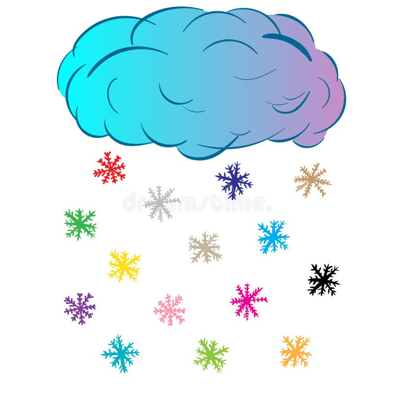  Nuage  Avec Des Flocons De Neige  De Couleur Illustration de 