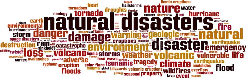 Nuage de mot de catastrophes naturelles