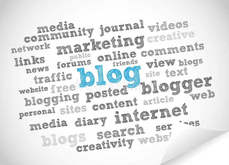 Nuage de mot de blog illustration stock Nuage de mot de blog illustration stock