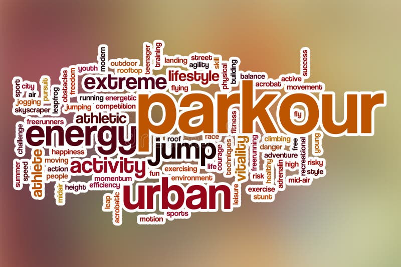 Nuage de mot de Parkour avec le fond abstrait images libres de droits Nuage de mot de Parkour avec le fond abstrait images libres de droits