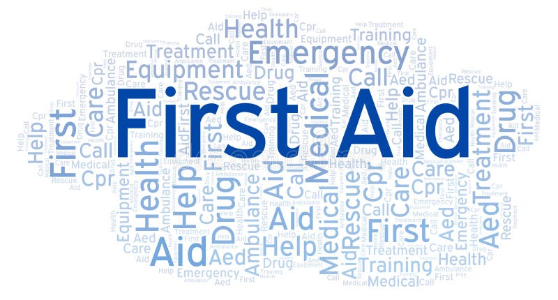 Nuage de mot de premiers secours, fait avec le texte seulement illustration stock Nuage de mot de premiers secours, fait avec le texte seulement illustration stock