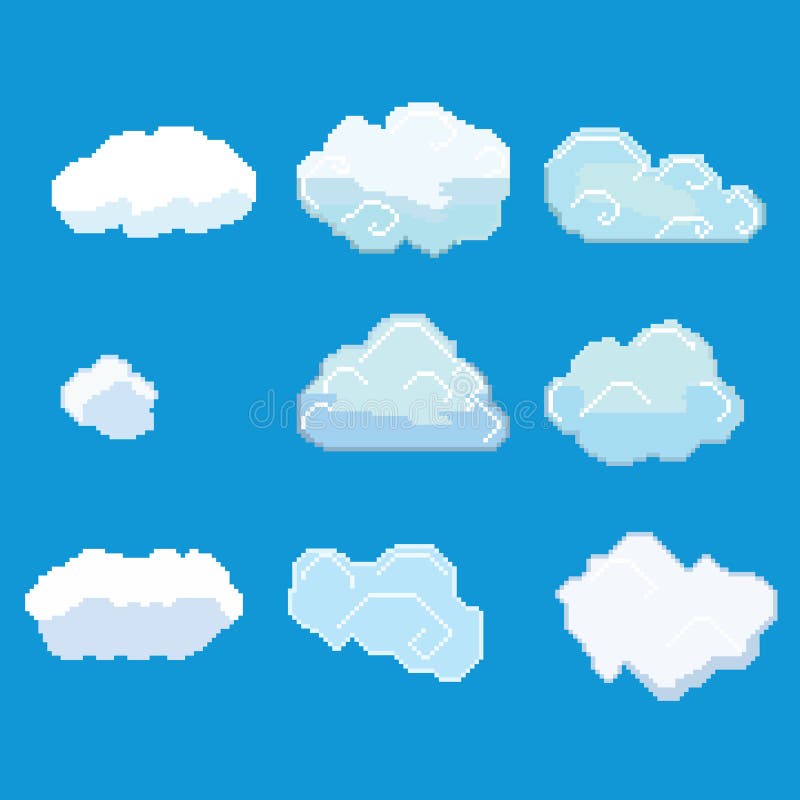 Nuages d'art de pixel illustration stock Nuages d'art de pixel illustration stock