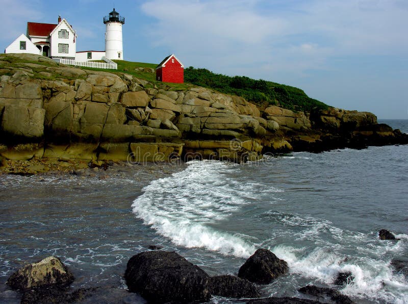 Beautiful Nubble Lighthouse guards the coast of Maine. Beautiful Nubble Lighthouse guards the coast of Maine