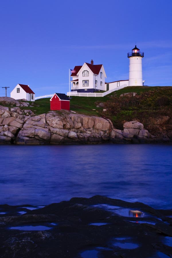 Nubble Lighthouse stock image. Image of rocks, maritime - 7226989