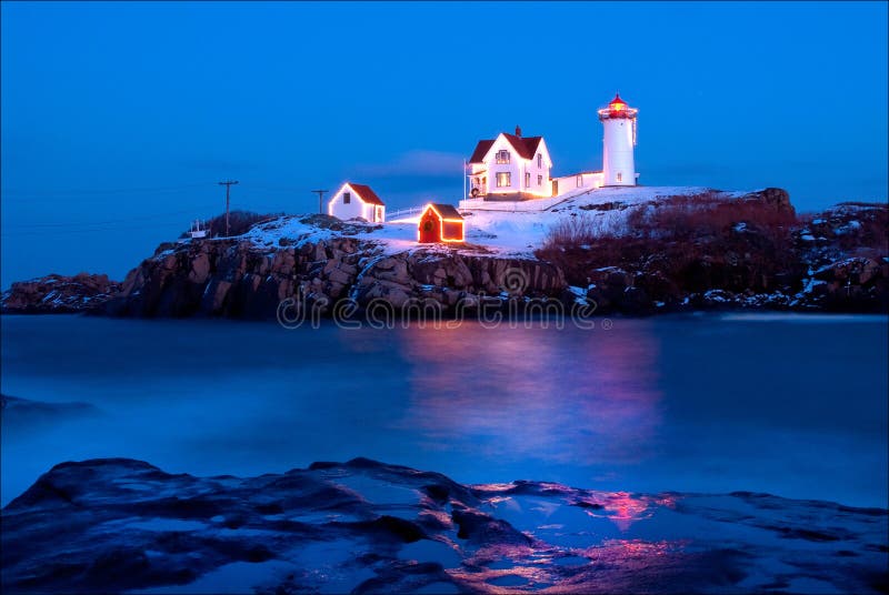 Nubble Lighthouse in Maine During Holiday Season