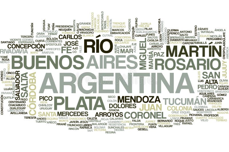 Palabra La ARGENTINA Con La Bandera Nacional Argentina Debajo De Ella