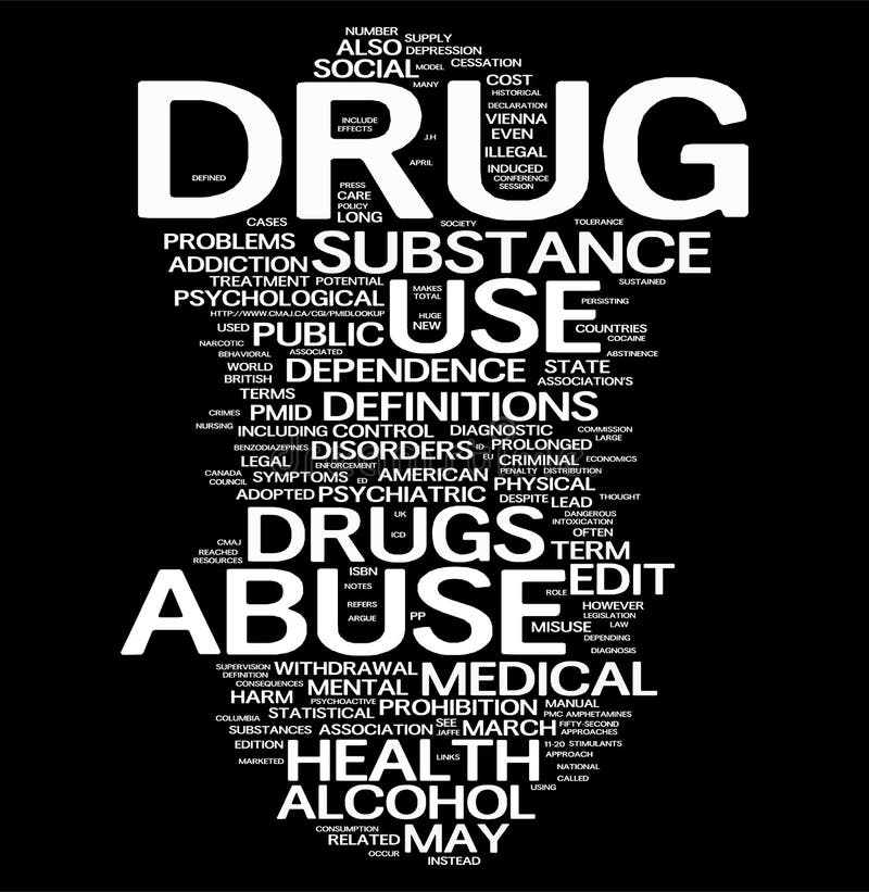 Nube de la palabra de la droga ilustración del vector Nube de la palabra de la droga ilustración del vector