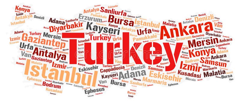 Nube de la palabra de los destinos del viaje del top de Turquía libre illustration Nube de la palabra de los destinos del viaje del top de Turquía libre illustration