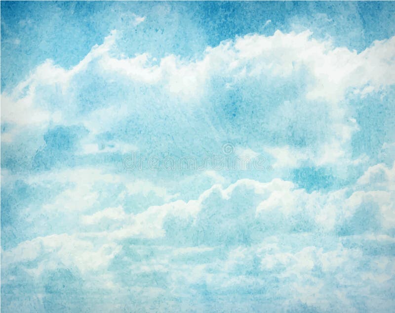 Nubes de la acuarela y fondo del cielo