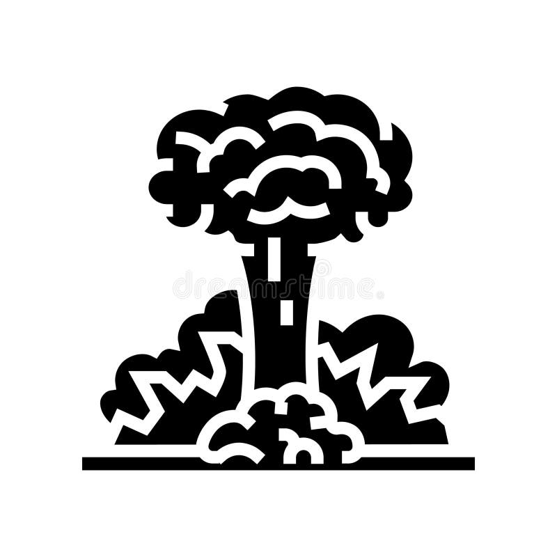 Nuclear explosion cloud radioactive pollution glyph icon vector illustration royalty free illustration