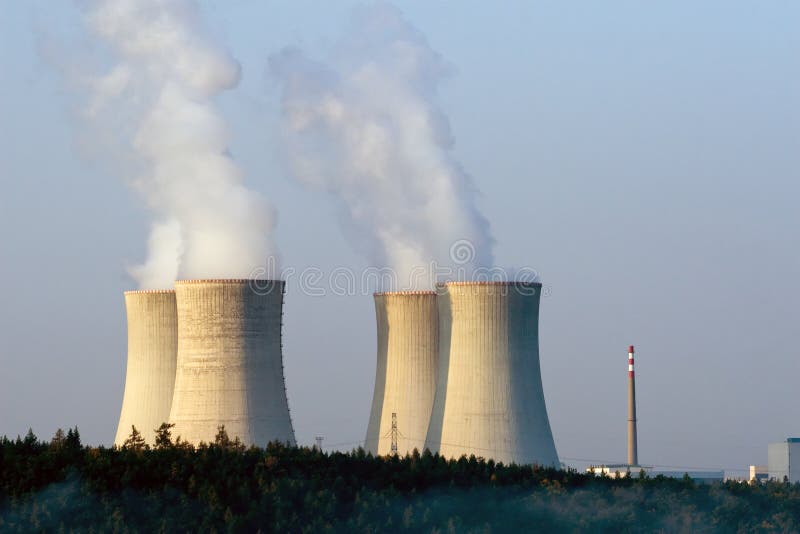 Nuclear power plant at dawn royalty free stock photo