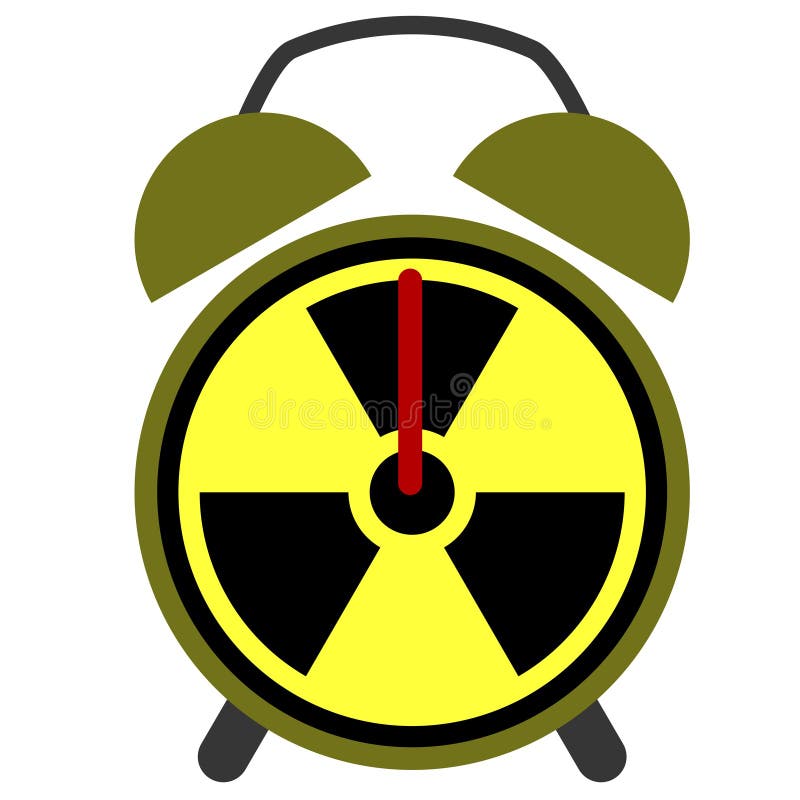 Nukleární ohrožení jako tikání poplach hodiny vektor ilustrace.