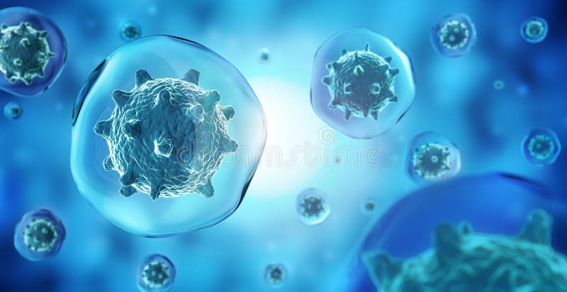 Nucleus and membrane of pathogen micro organisms stock photo