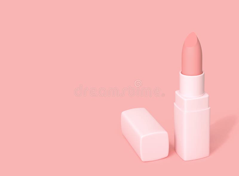 Nude Color, Pink Matte Lipstick on Pink Background Stock ...