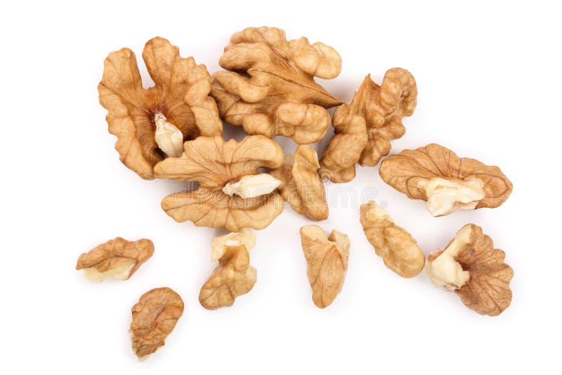 Nueces de Peelled aisladas en el fondo blanco Visión superior Endecha plana libre illustration Nueces de Peelled aisladas en el fondo blanco Visión superior Endecha plana libre illustration