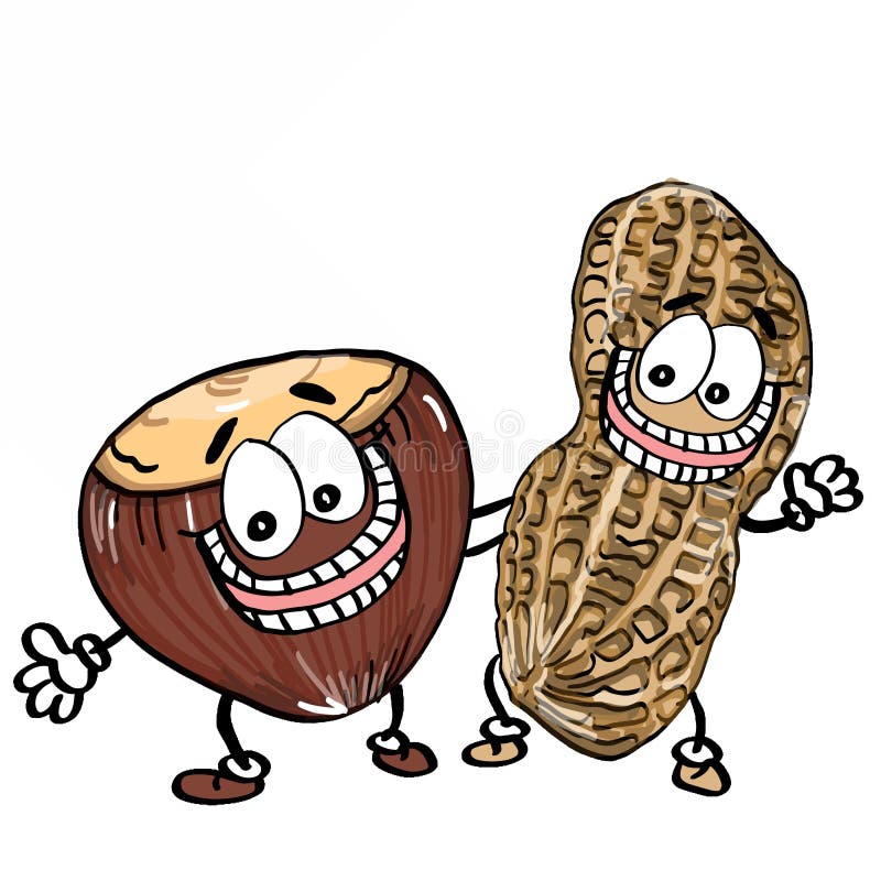 nueces lindas y nueces de tierra y colorante del dibujo de la historieta del ejemplo de la bandera ilustración del vector nueces lindas y nueces de tierra y colorante del dibujo de la historieta del ejemplo de la bandera ilustración del vector