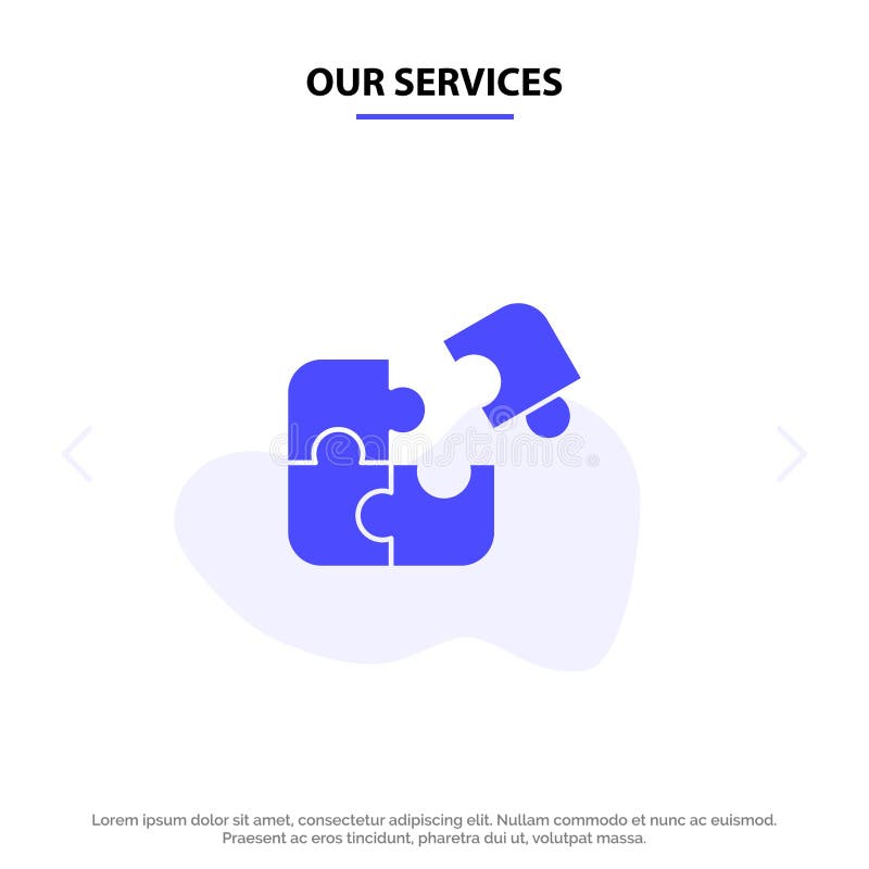 Nuestros servicios desconciertan, negocio, rompecabezas, partido, pedazo, plantilla sólida de la tarjeta de la web del icono del stock de ilustración Nuestros servicios desconciertan, negocio, rompecabezas, partido, pedazo, plantilla sólida de la tarjeta de la web del icono del stock de ilustración