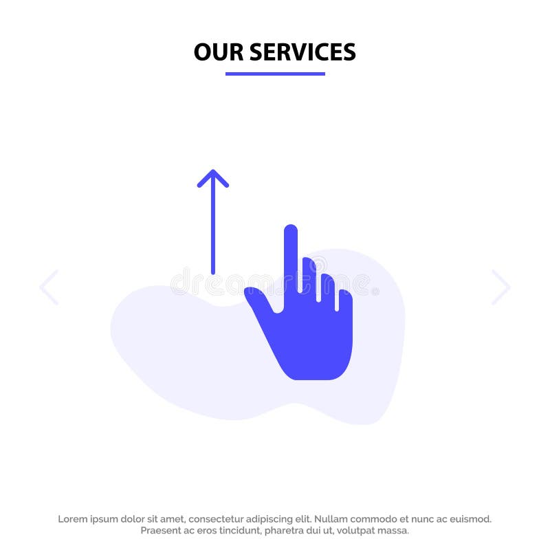 Nuestros servicios para arriba, finger, gesto, gestos, plantilla sólida de la tarjeta de la web del icono del Glyph de la mano ilustración del vector Nuestros servicios para arriba, finger, gesto, gestos, plantilla sólida de la tarjeta de la web del icono del Glyph de la mano ilustración del vector