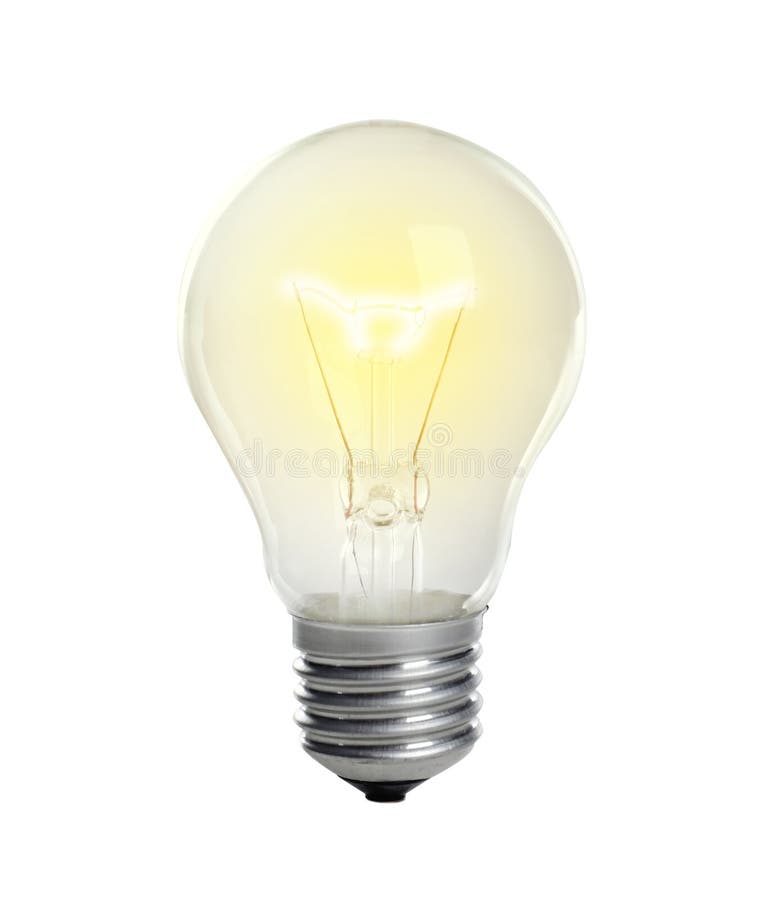 Nueva bombilla incandescente para la l?mpara en blanco fotos de archivo Nueva bombilla incandescente para la l?mpara en blanco fotos de archivo