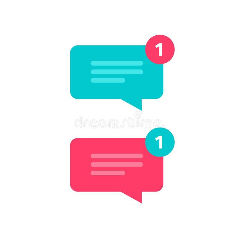 Nuevo vector de aviso de mensaje de texto de chat o se recibió notificación entrante símbolo de burbuja de voz de charla aislado ilustración del vector