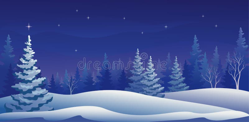 Nuit d'hiver panoramique illustration stock Nuit d'hiver panoramique illustration stock
