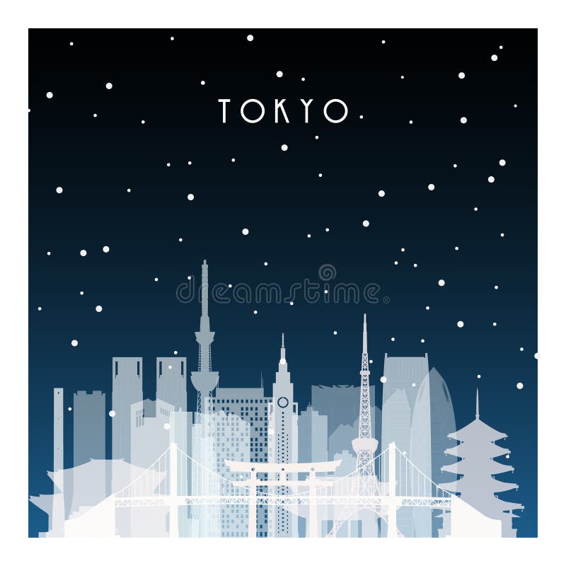 Nuit d'hiver à Tokyo illustration de vecteur Nuit d'hiver à Tokyo illustration de vecteur