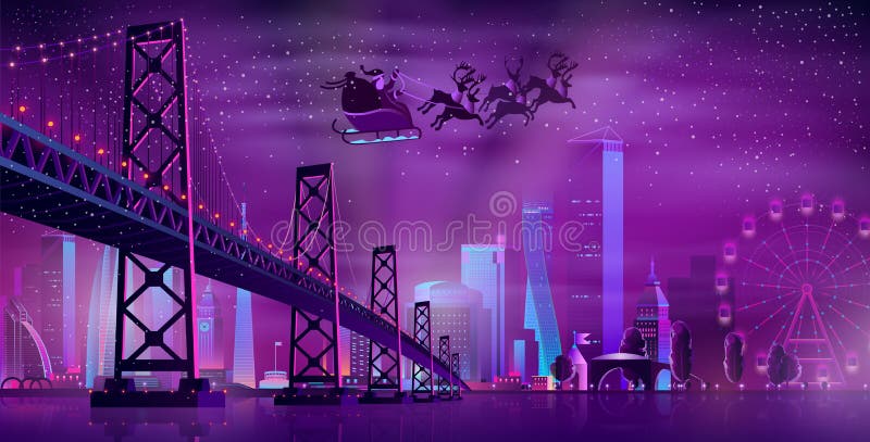 Nuit de Noël dans le vecteur de bande dessinée de métropole illustration libre de droits Nuit de Noël dans le vecteur de bande dessinée de métropole illustration libre de droits