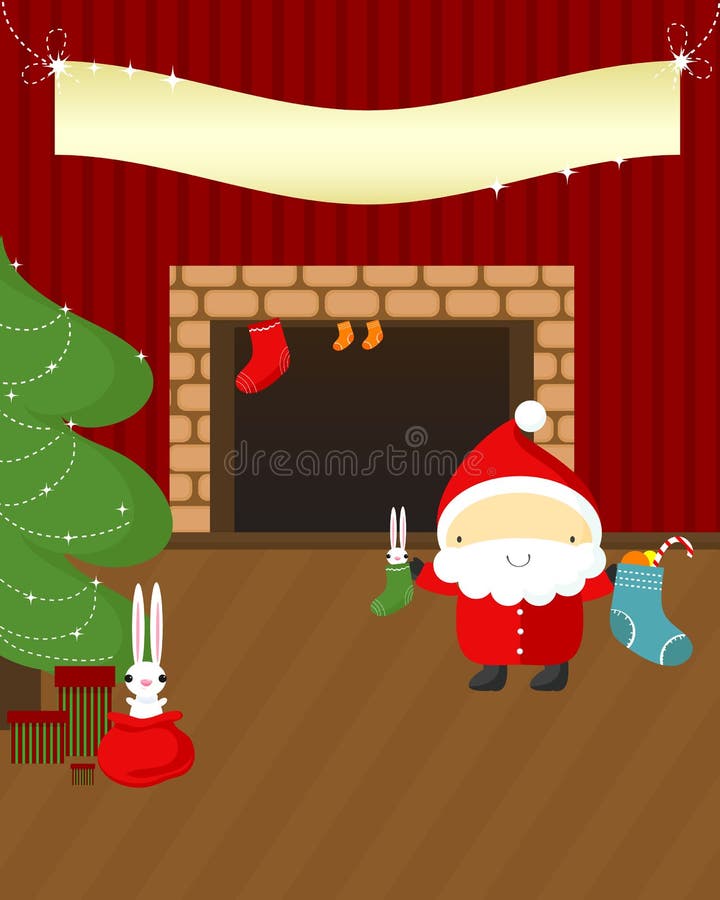 Christmas night: Santa and rabbits. EPS.Full editable. Christmas night: Santa and rabbits. EPS.Full editable.