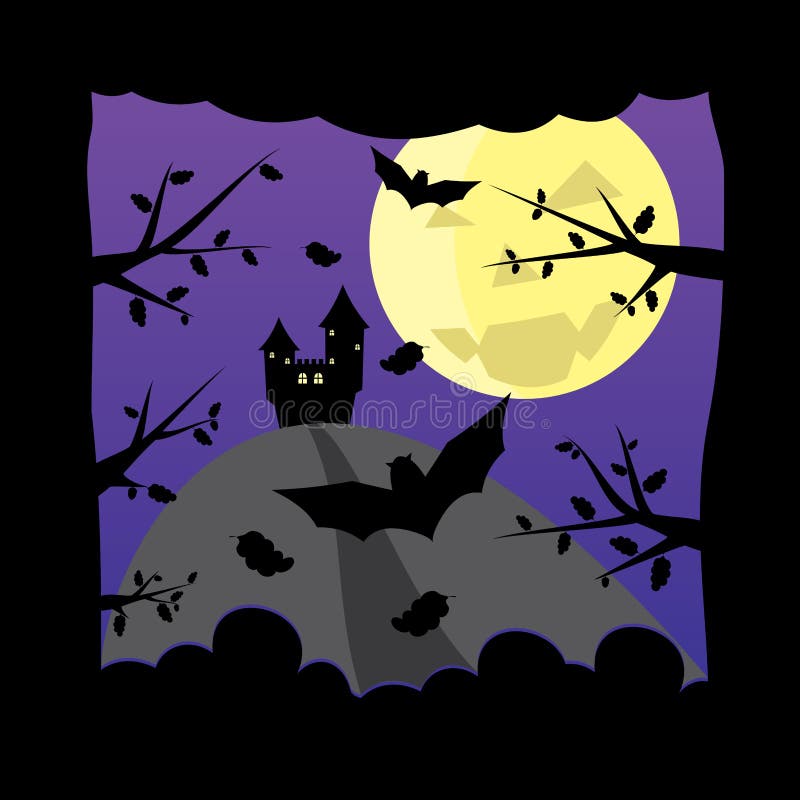 nuit foncée de lune de veille de la toussaint de château de fond vieille illustration stock nuit foncée de lune de veille de la toussaint de château de fond vieille illustration stock