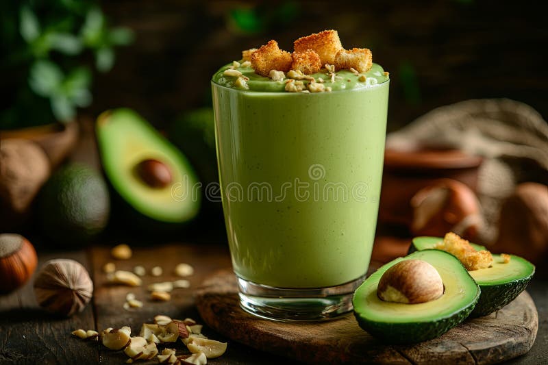 Gezonde Avocado Smoothie met Garnituren vector illustratie